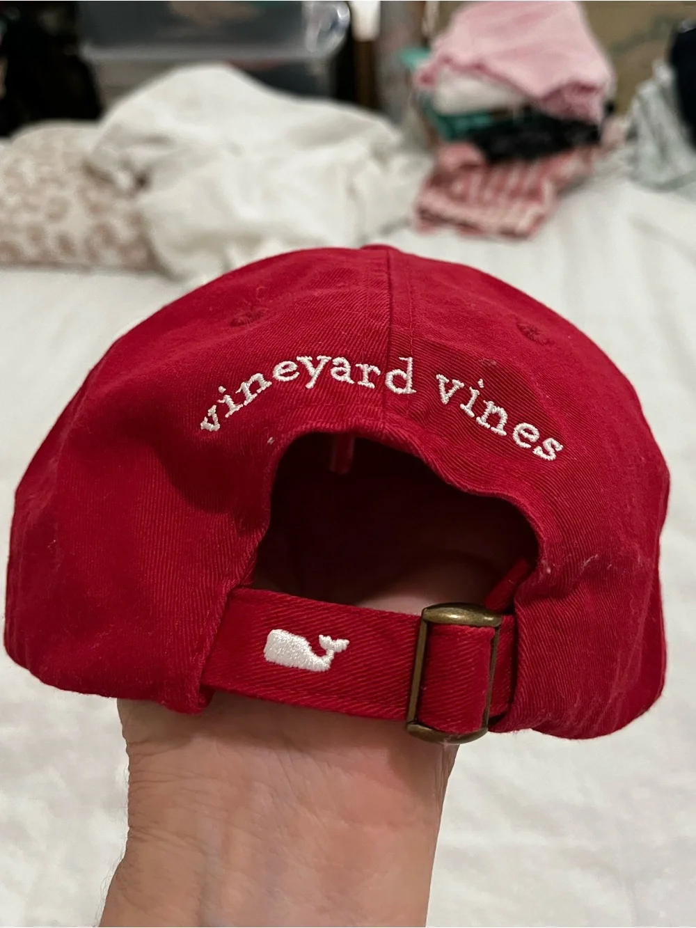 Vineyard Vines Red Youth Low Profile Baseball Cap with Grizzly Bear One Size